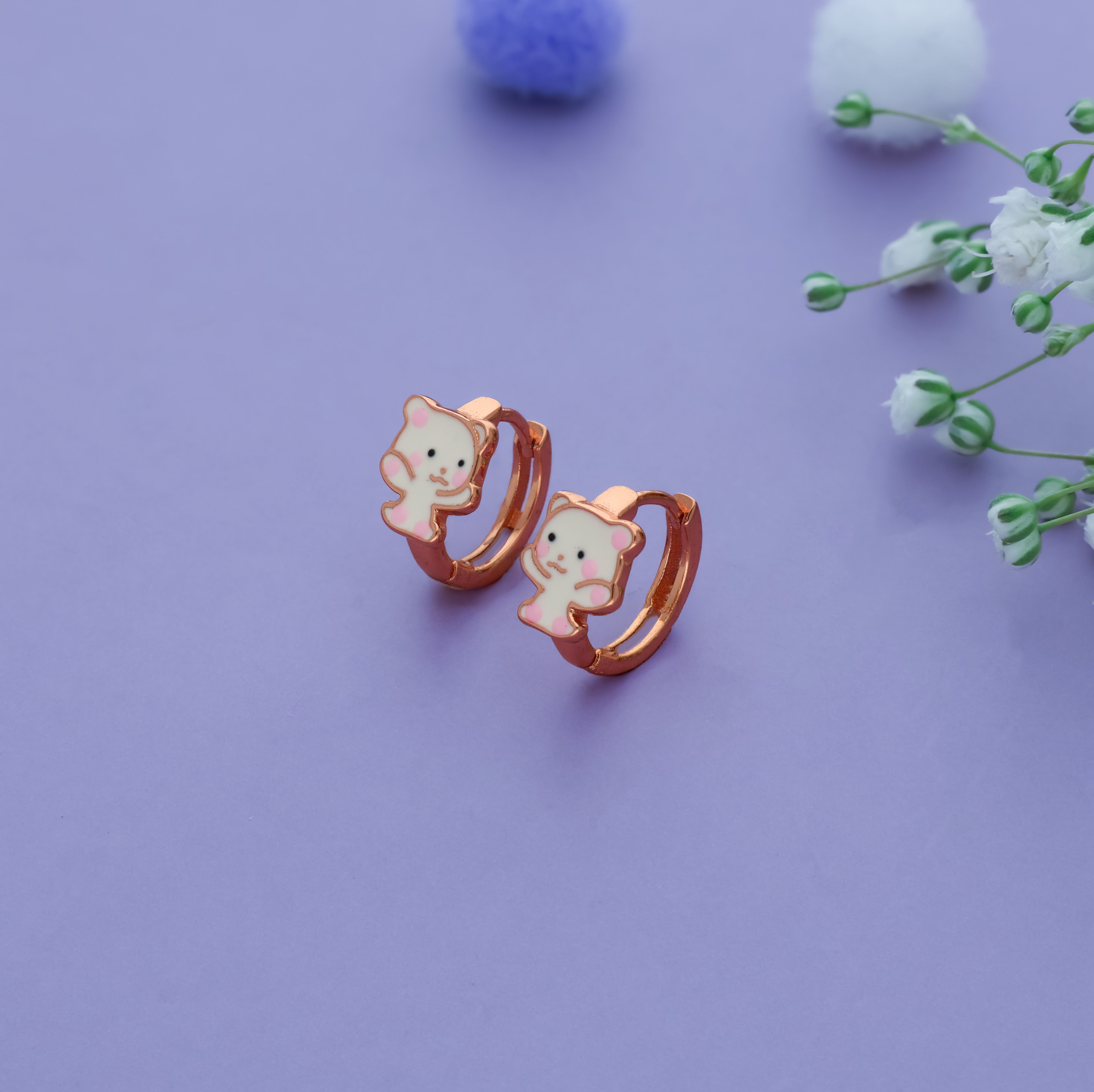 Cute Kitty 925 Silver Lock Type Kid Earring (3+ Yrs) Iyal