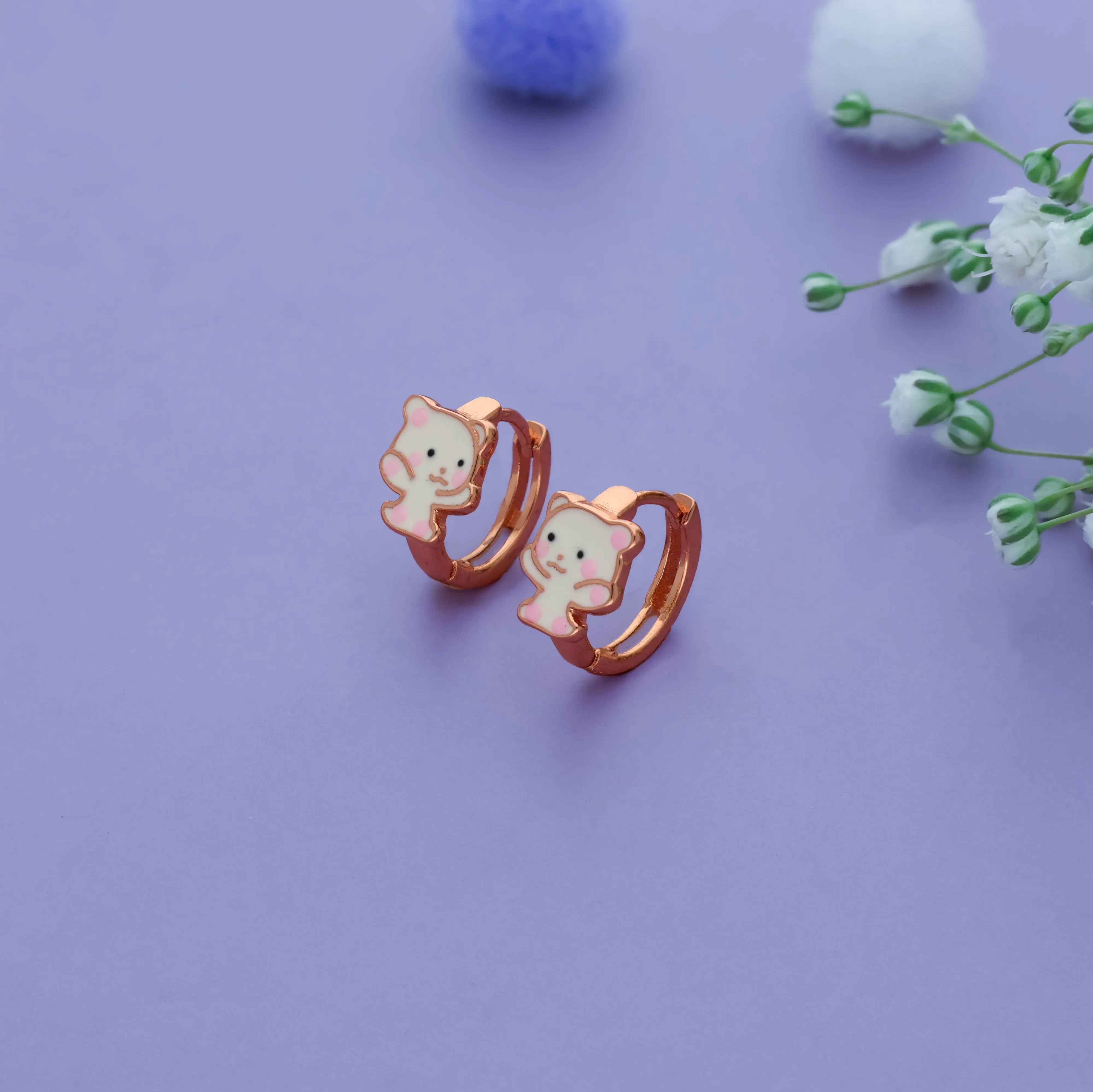 Cute Kitty 925 Silver Lock Type Kid Earring (3+ Yrs) Iyal