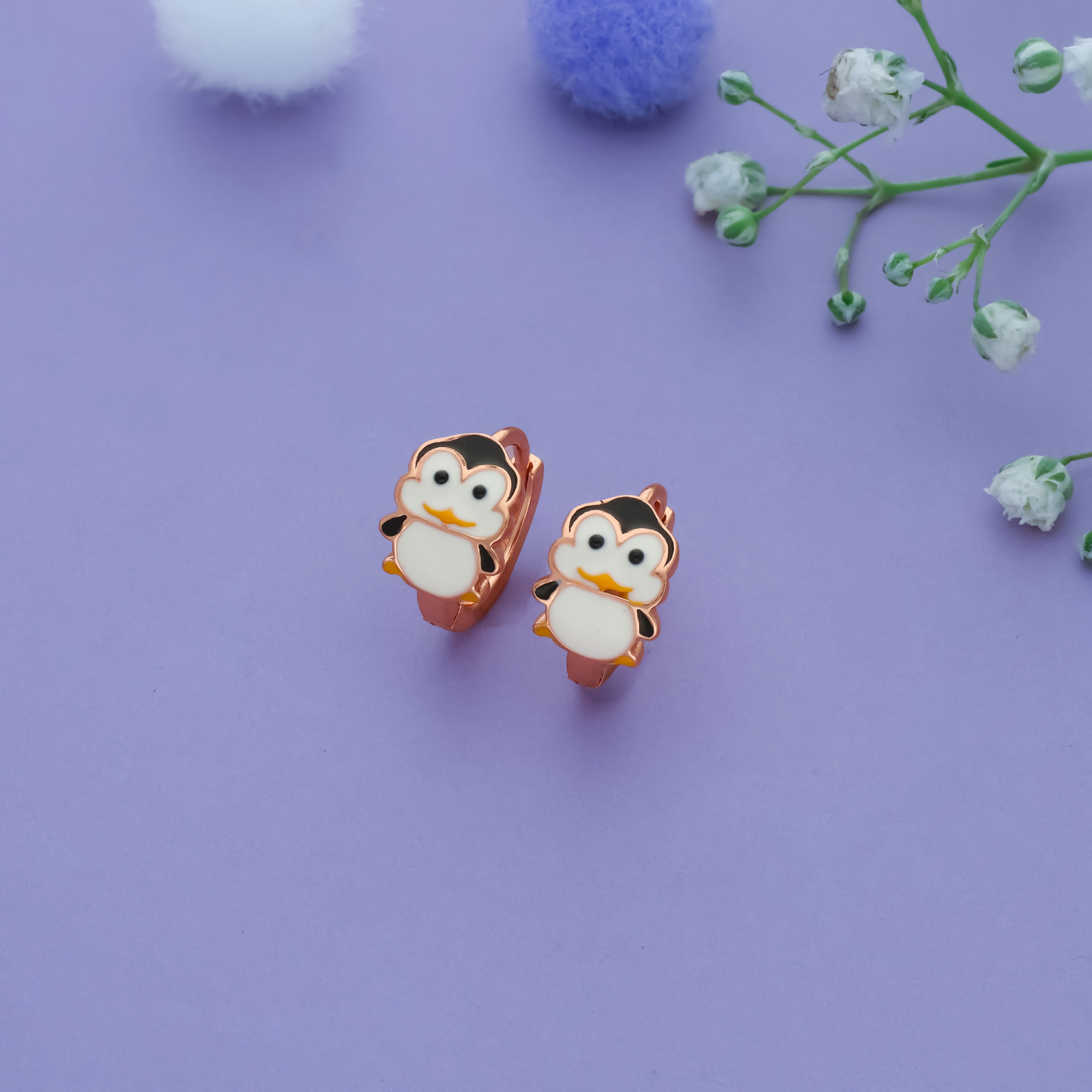 Frosty Penguin 925 Silver Kid Hoop Earring (3+ Yrs)