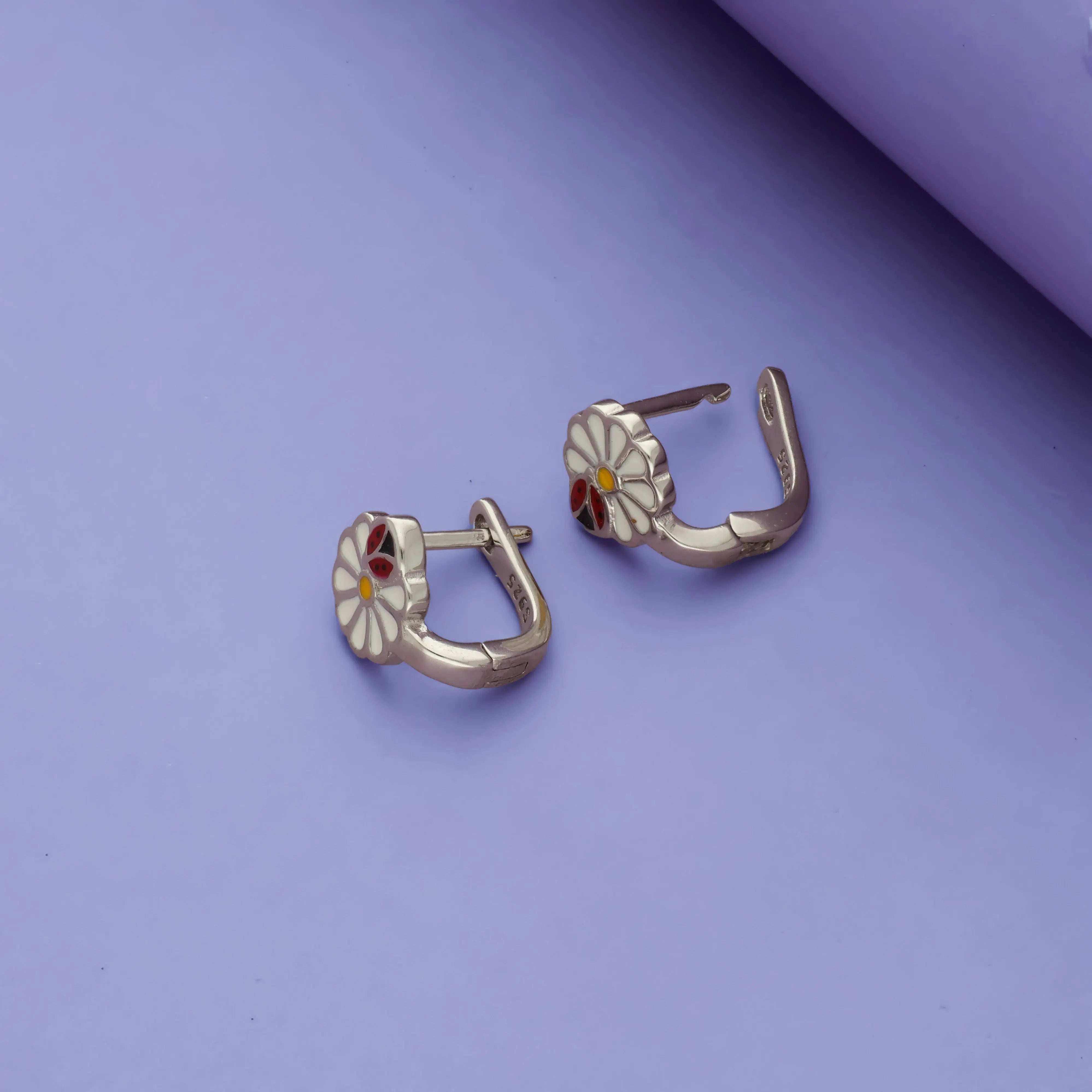 Chirpy Daisy 925 Sterling Silver Kids Hoop Earrings