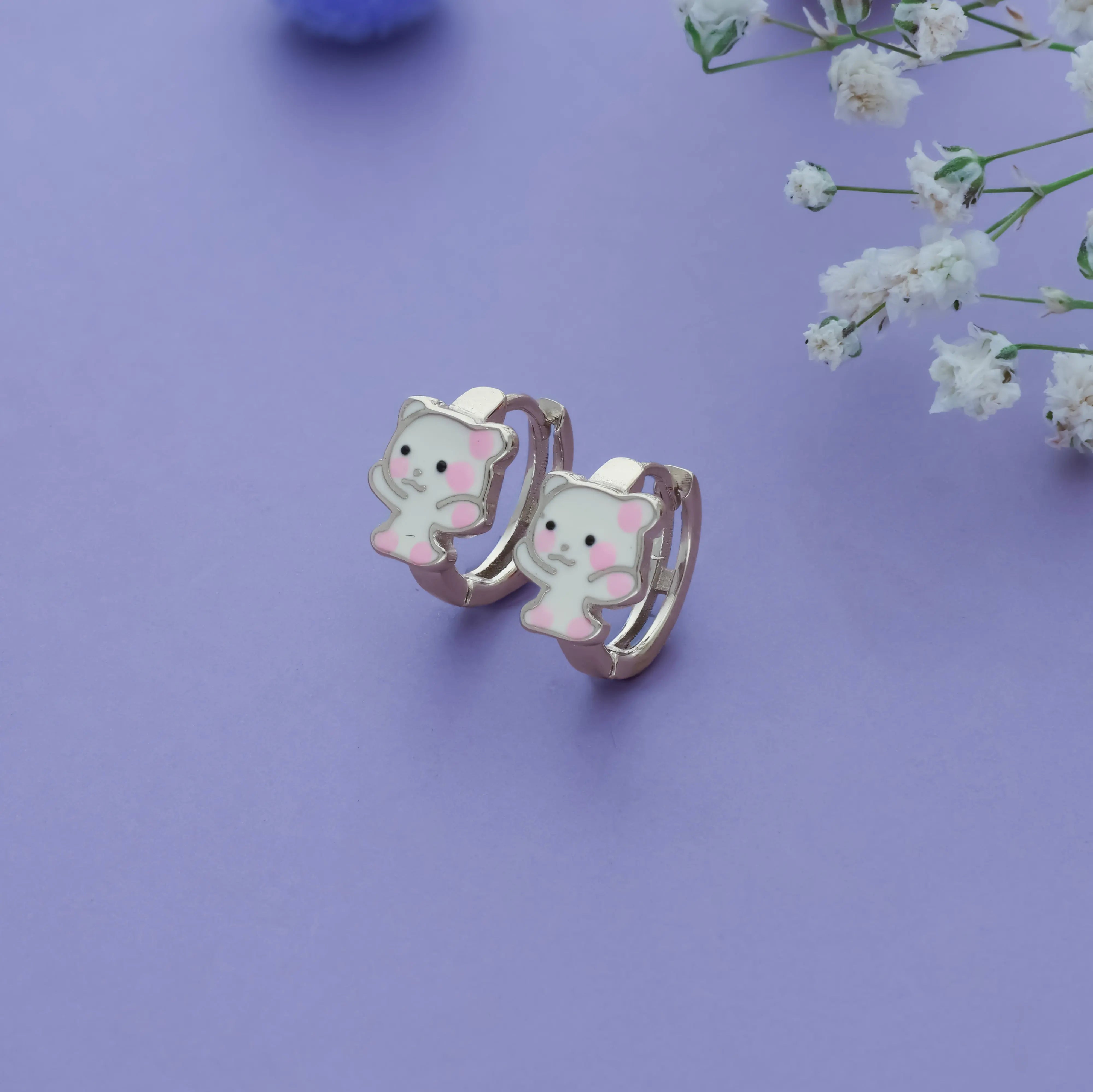 Cute Kitty 925 Silver Lock Type Kid Earring (3+ Yrs) Iyal