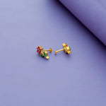Gold Polish 925 Silver Floral Stem Studs