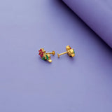 Gold Polish 925 Silver Floral Stem Studs