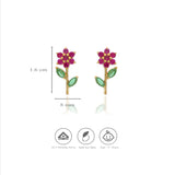Gold Polish 925 Silver Floral Stem Studs