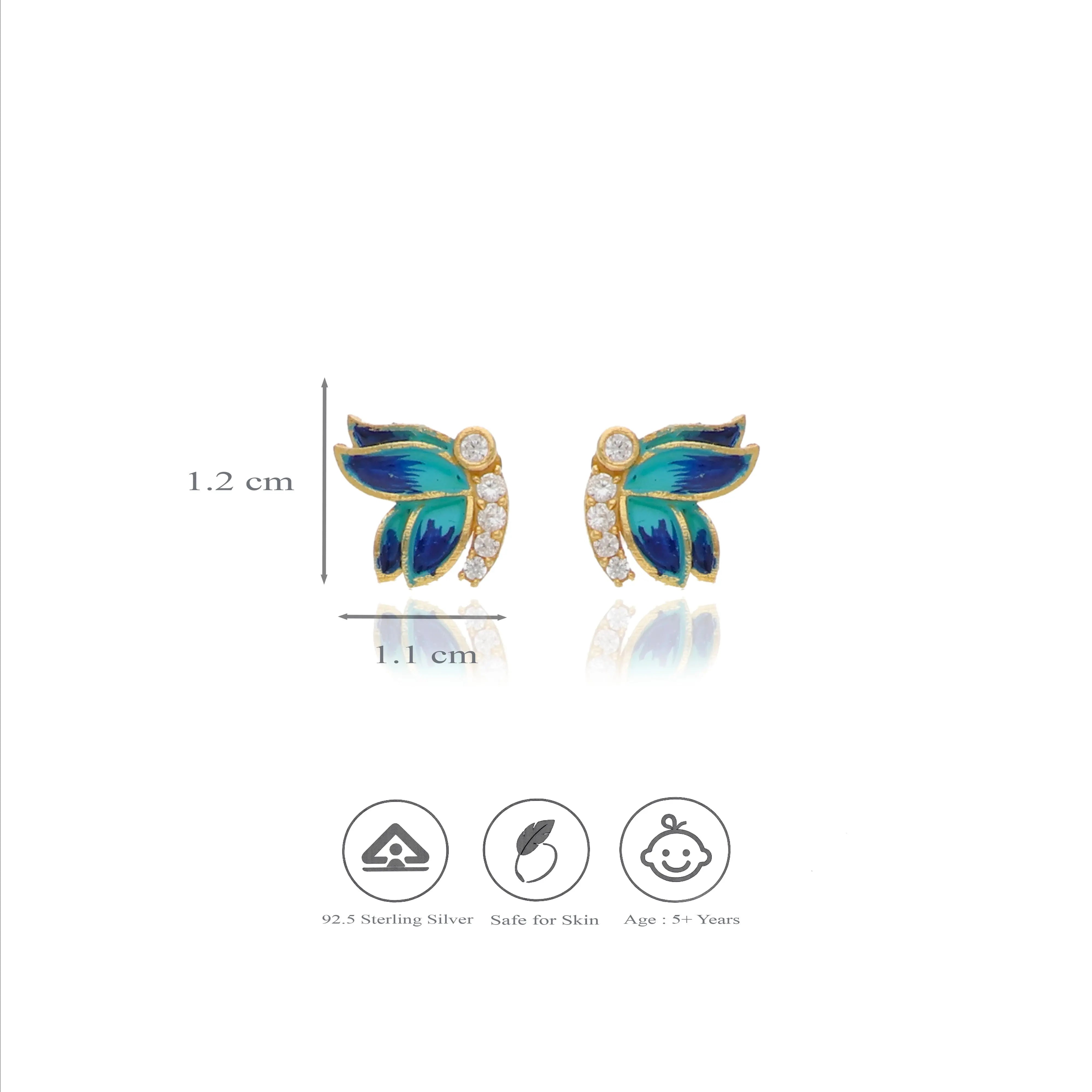 925 Silver Ocean Wing Kids Studs