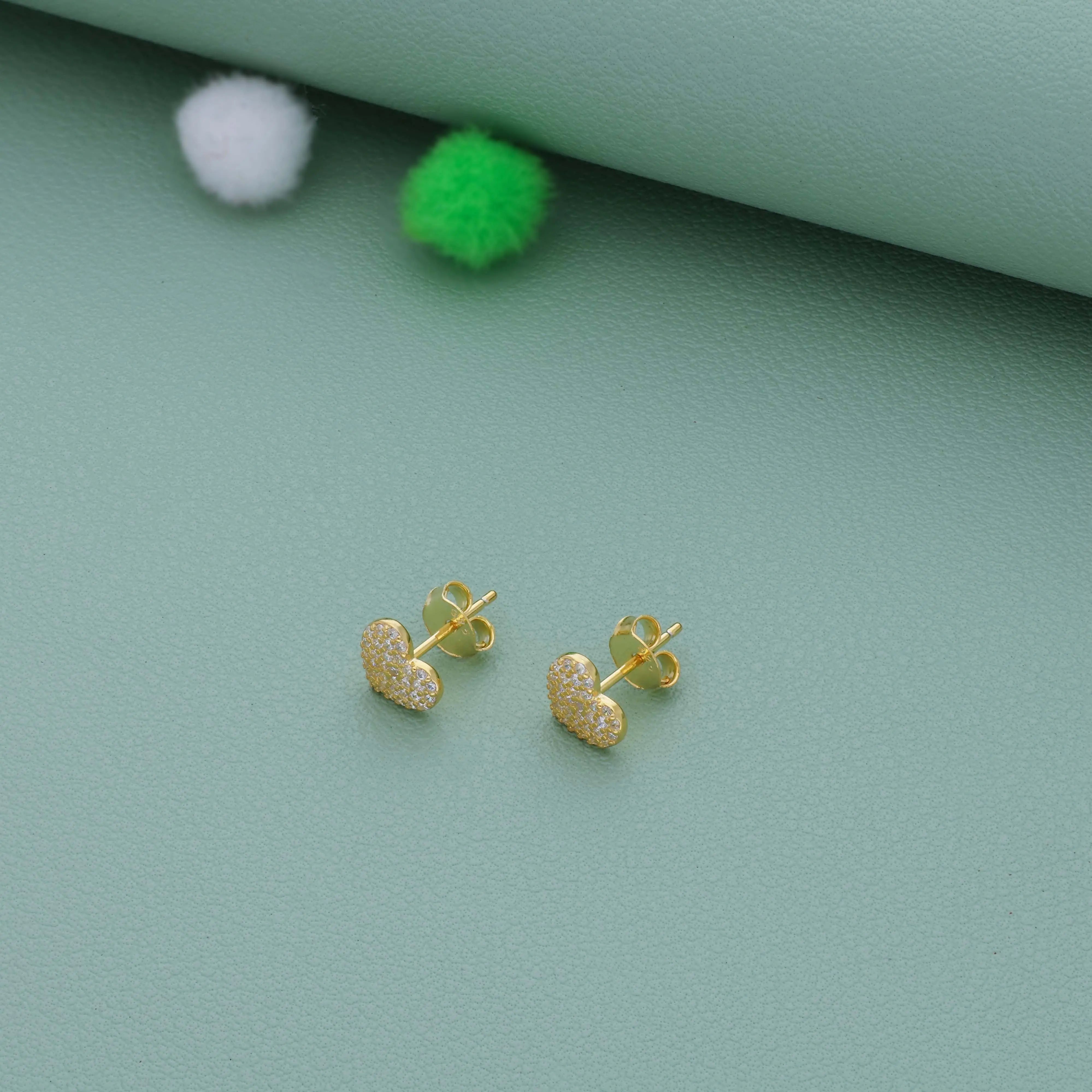 Little Glimmer Heart 18k Gold-Polish Silver Kid Stud Earring (6+ Yrs) | 925 Hallmark | Festive Wear