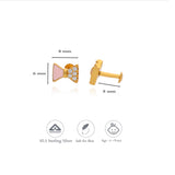Pink Bow 925 Silver Kids Earrings (3+ Yrs)