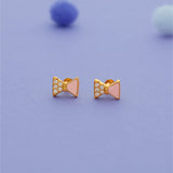 Pink Bow 925 Silver Kids Earrings (3+ Yrs)