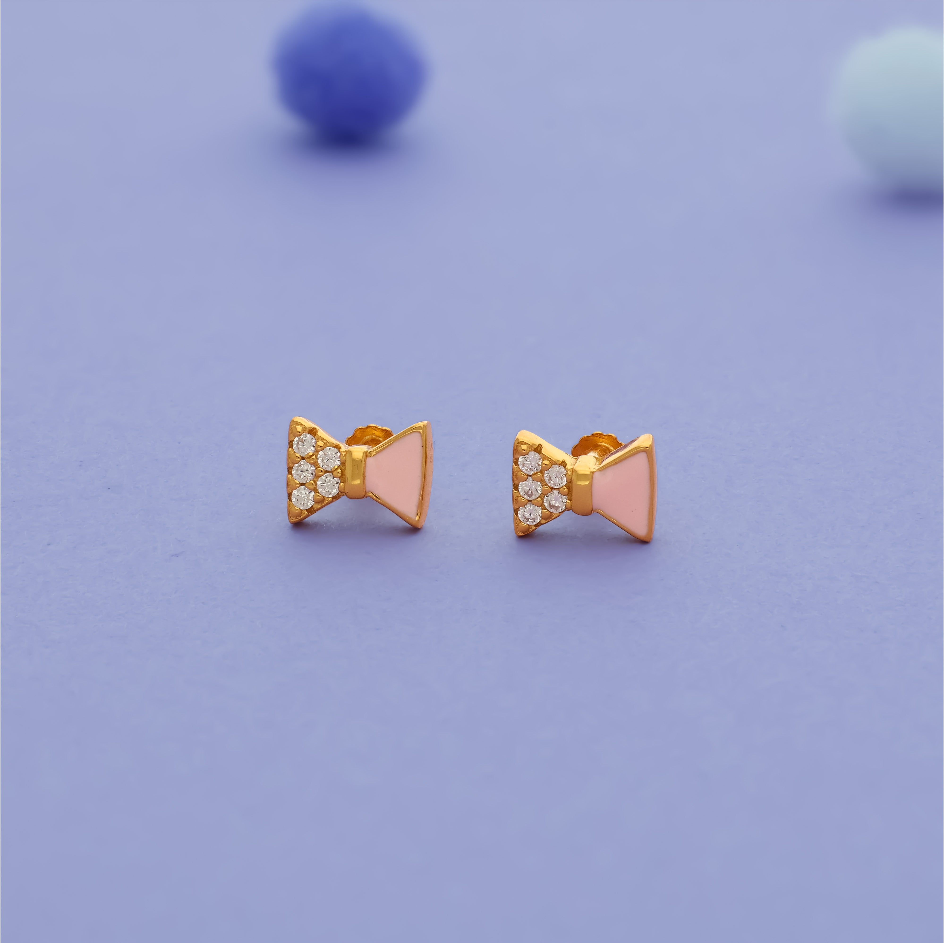 Pink Bow 925 Silver Kids Earrings (3+ Yrs)