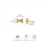 Green Bow 925 Silver Kids Earrings (3+ Yrs)