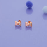 Pink Bow 925 Silver Kids Earrings (3+ Yrs)