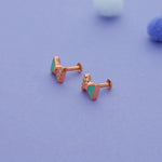 Green Bow 925 Silver Kids Earrings (3+ Yrs)