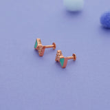 Green Bow 925 Silver Kids Earrings (3+ Yrs)