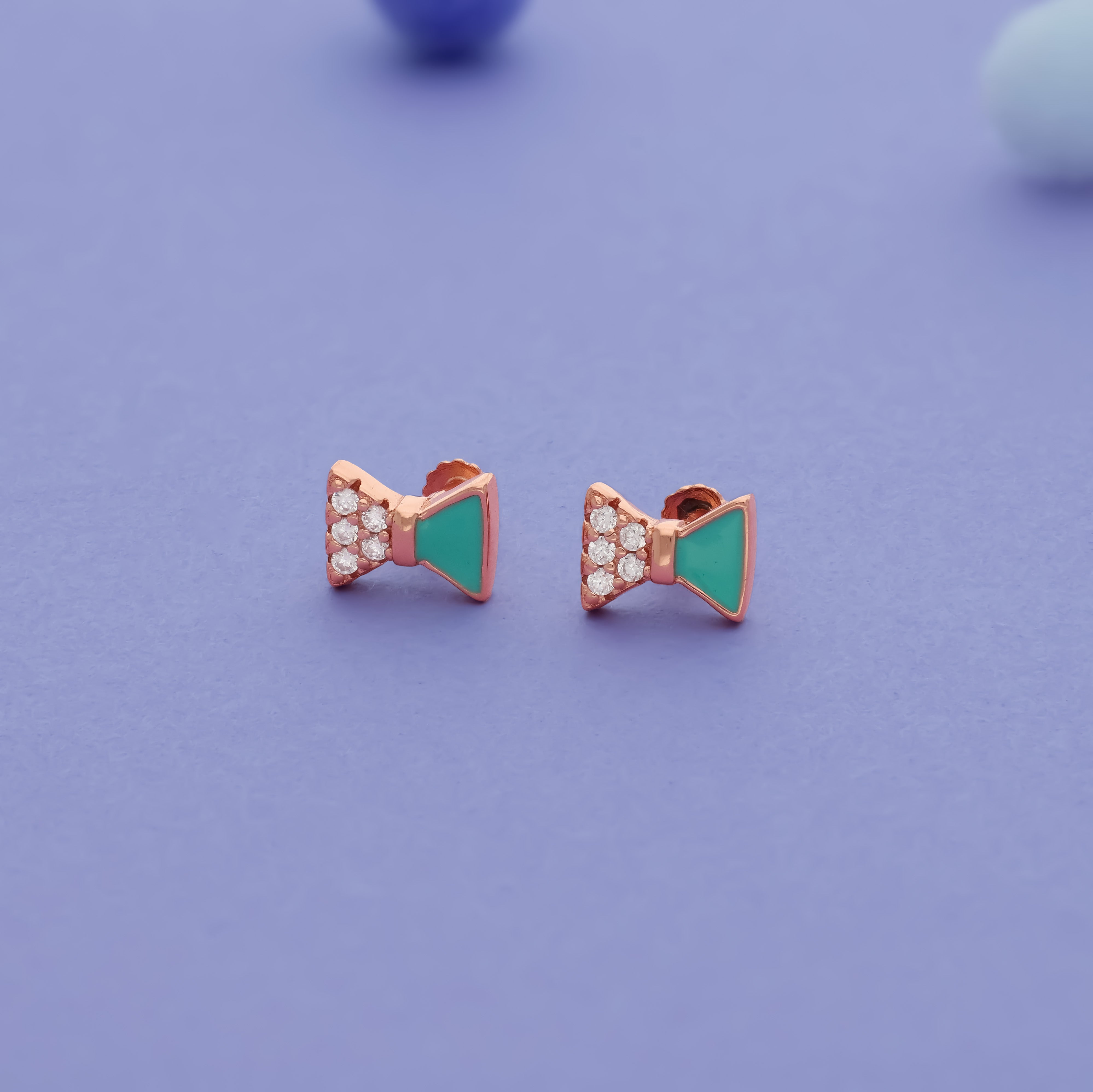 Green Bow 925 Silver Kids Earrings (3+ Yrs)