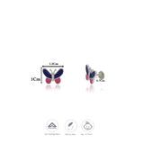 Blue-Pink Enamel Butterfly Silver Kid Stud Earring (6+ Yrs) | 925 Hallmark | Everyday Wear