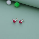 Cherry Red Star Silver Kid Stud Earring (6+ Yrs) | 925 Hallmark | Everyday Wear