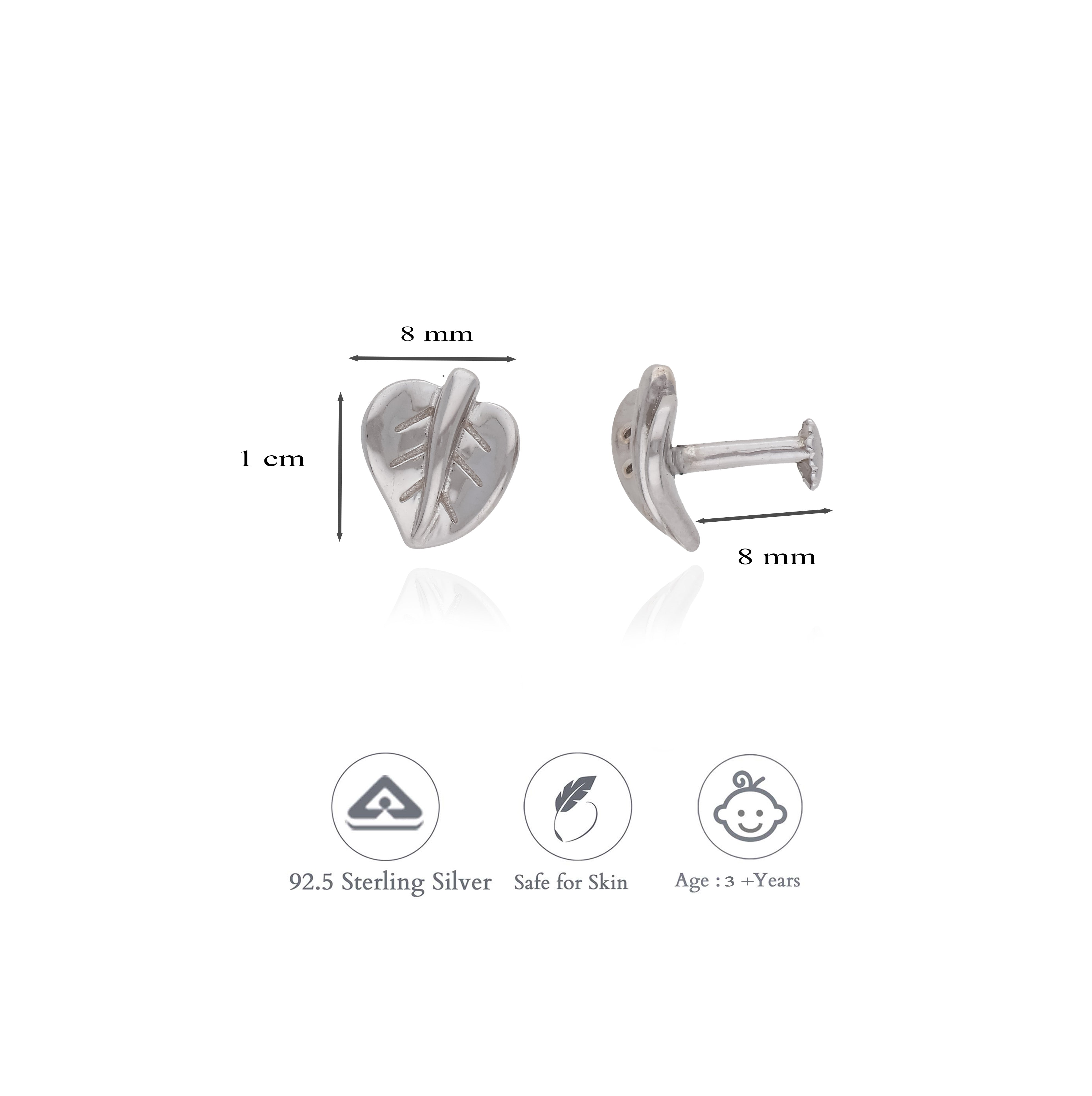 Leaf Charm 925 Sterling Silver Kids Stud (3+ Yrs)