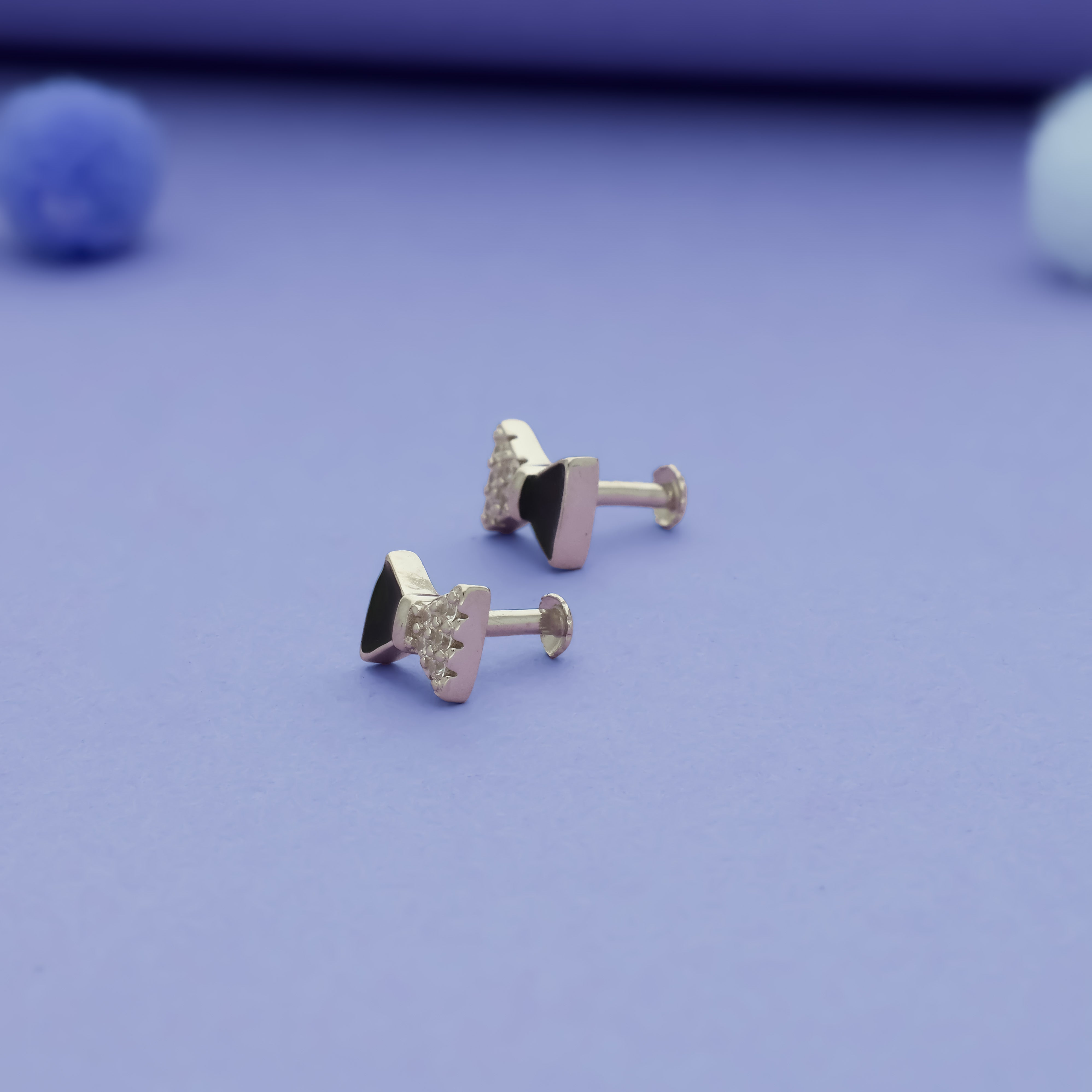 Black Bow 925 Sterling Silver Kids Stud (3+ Yrs)