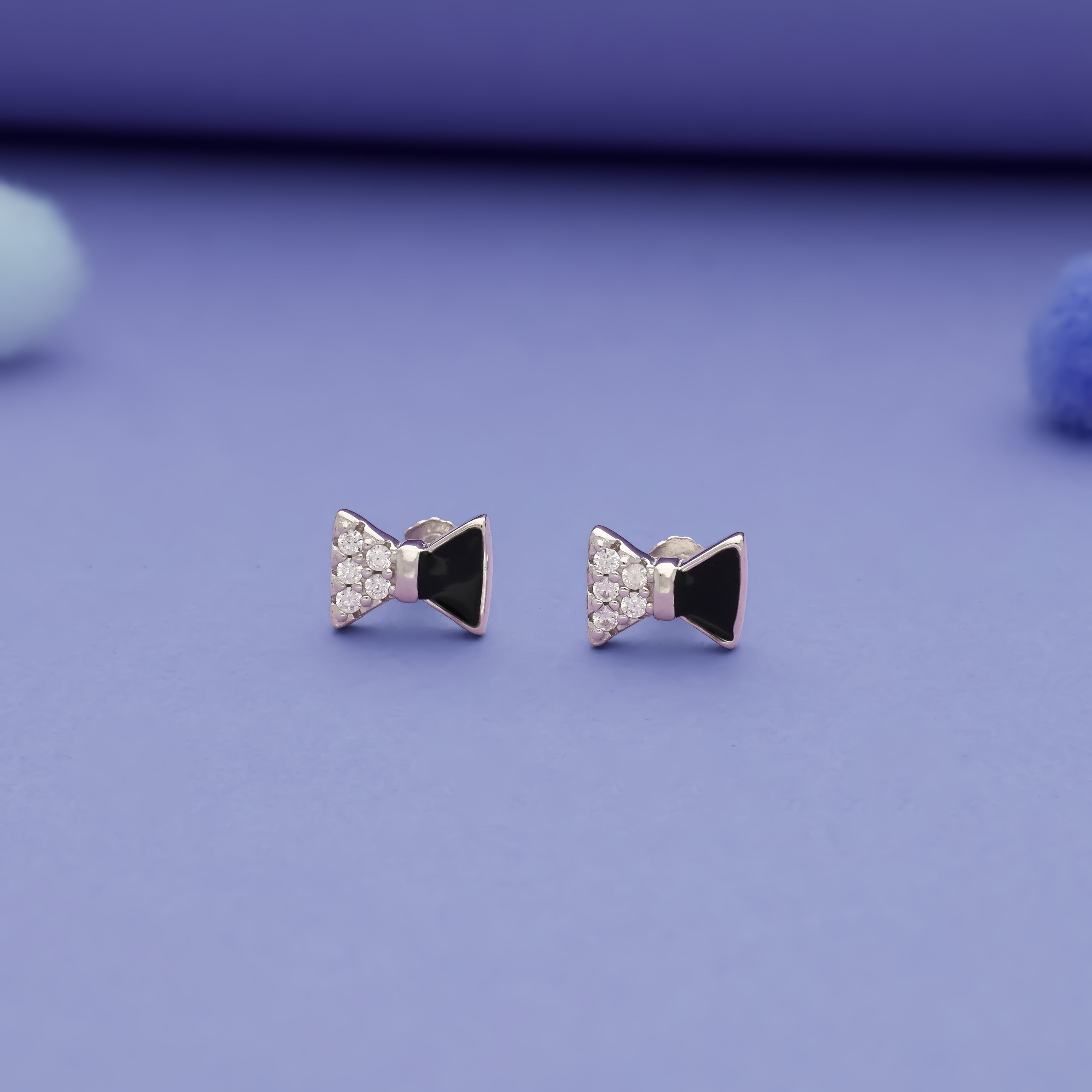 Black Bow 925 Sterling Silver Kids Stud (3+ Yrs)