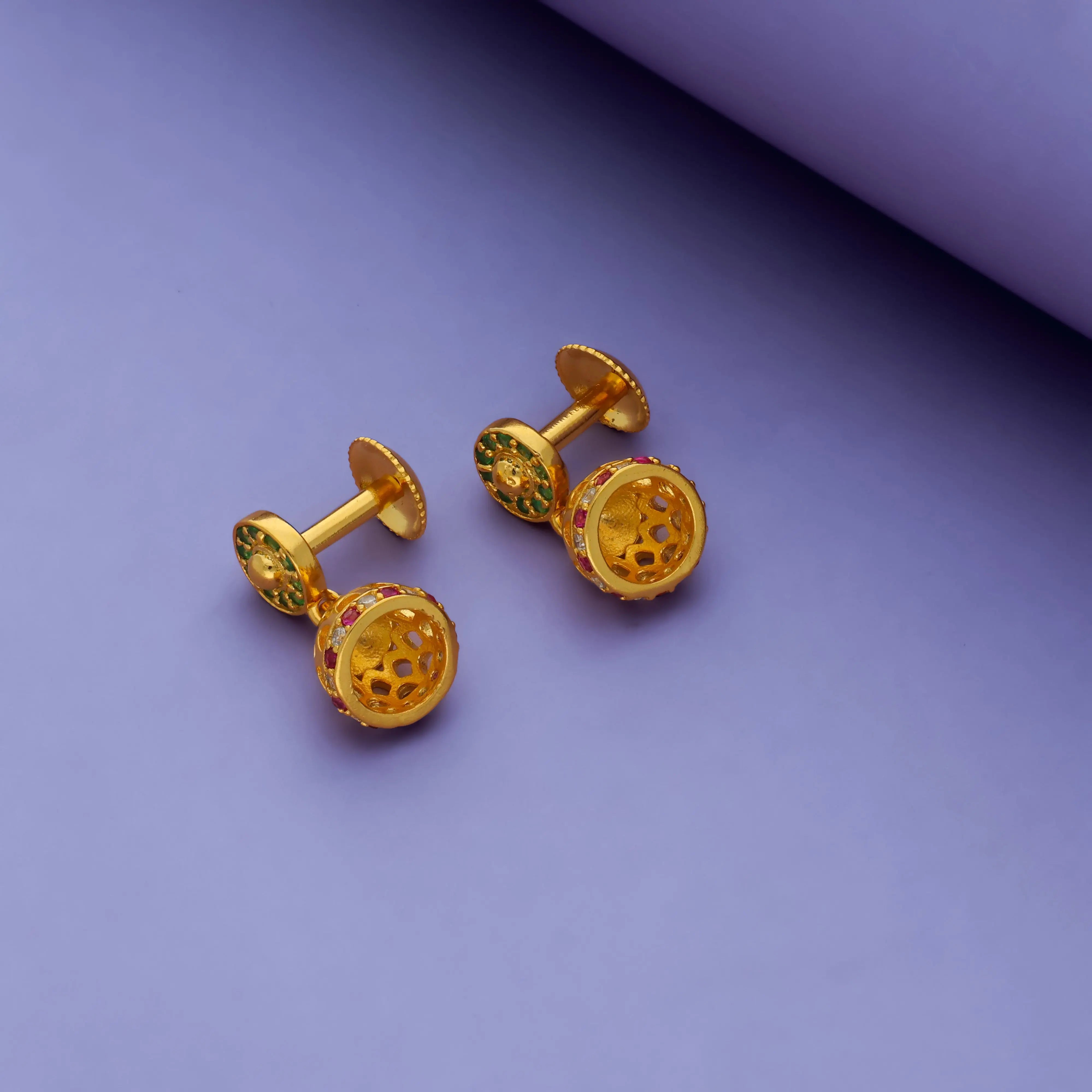 925 Silver Gold Polish Muthu Mini Jhumkas for Kids