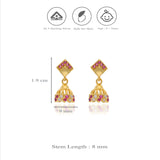 925 Silver Kids Ruby Geometric Jhumka Earrings
