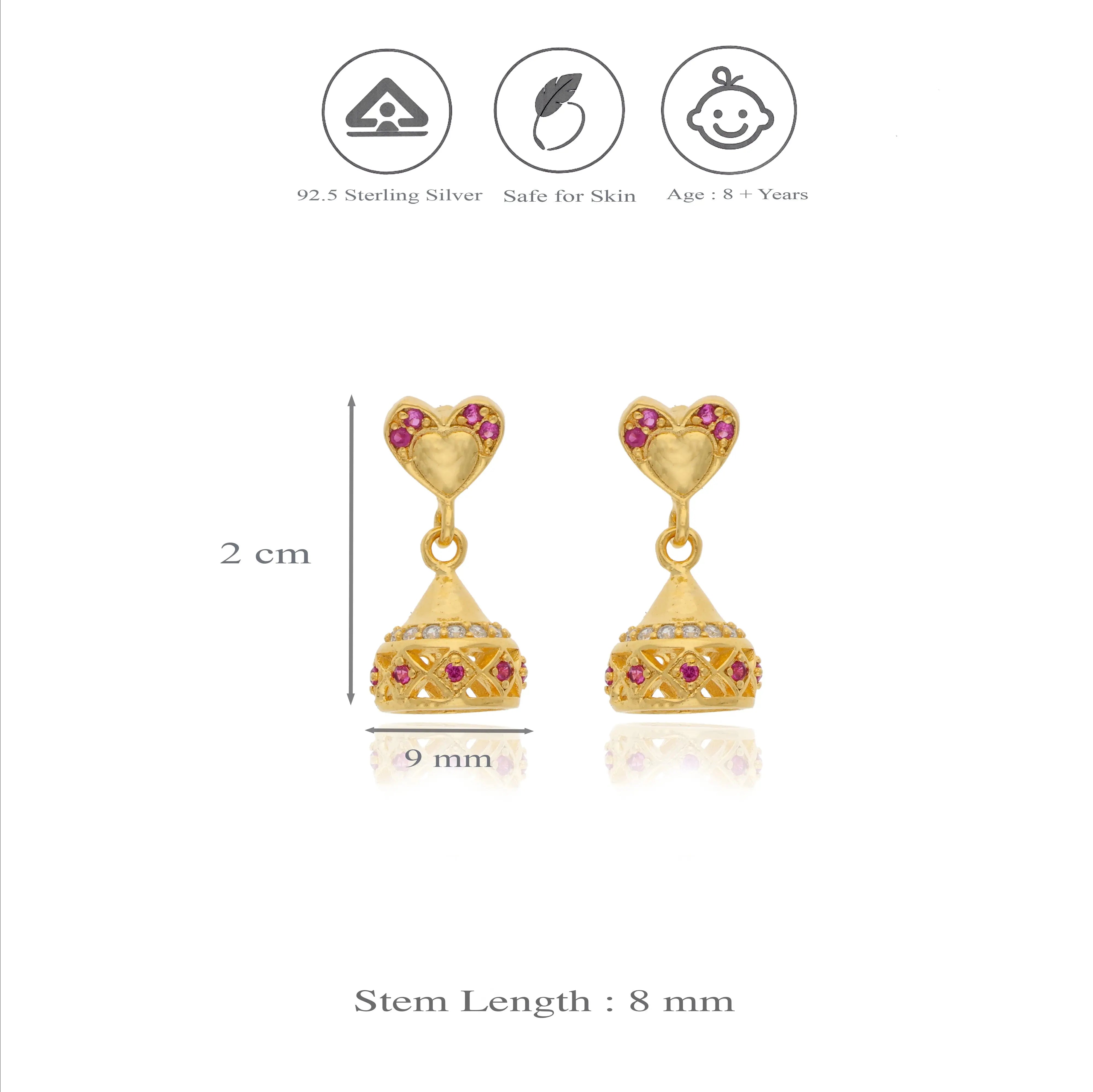 Gold Plated 925 Silver Premika Jhumkis for Kids
