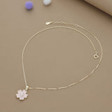 Pink Jasmine Flower Silver Kids Pendant (3+ Years) | 925 Hallmark | Perfect Gift for Kids