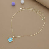 Blue Jasmine Flower Gold Polish Silver Kids Pendant (3+ Years) | 925 Hallmark | Occasional Wear Gift