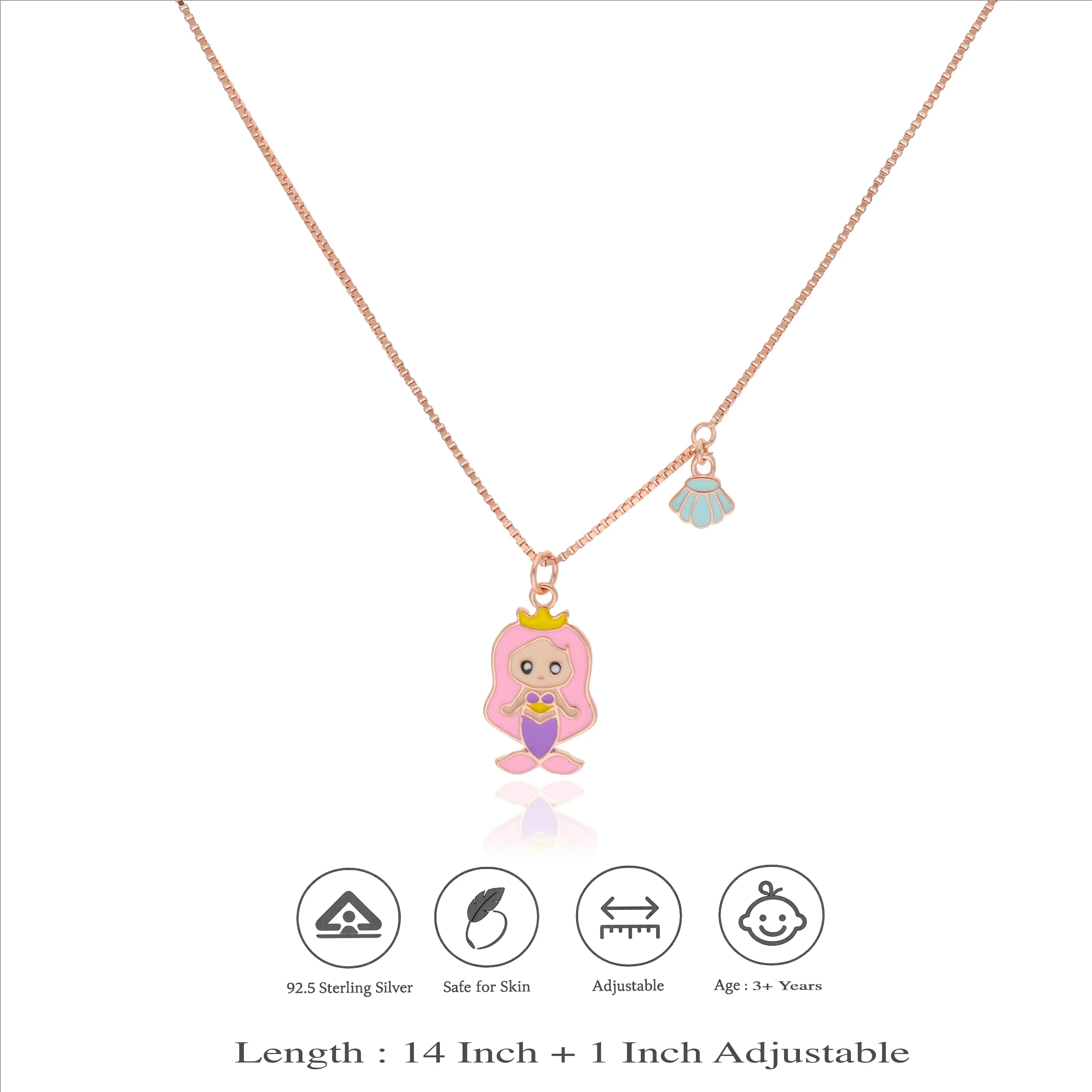 925 Sterling Silver Mermaid Princess Baby Pendant
