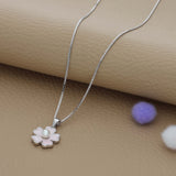 Pink Jasmine Flower Silver Kids Pendant (3+ Years) | 925 Hallmark | Perfect Gift for Kids