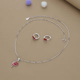 Cherry Flutter Silver Pendant Set for Kids (3+ Years) | 925 Hallmark | Daily Wear