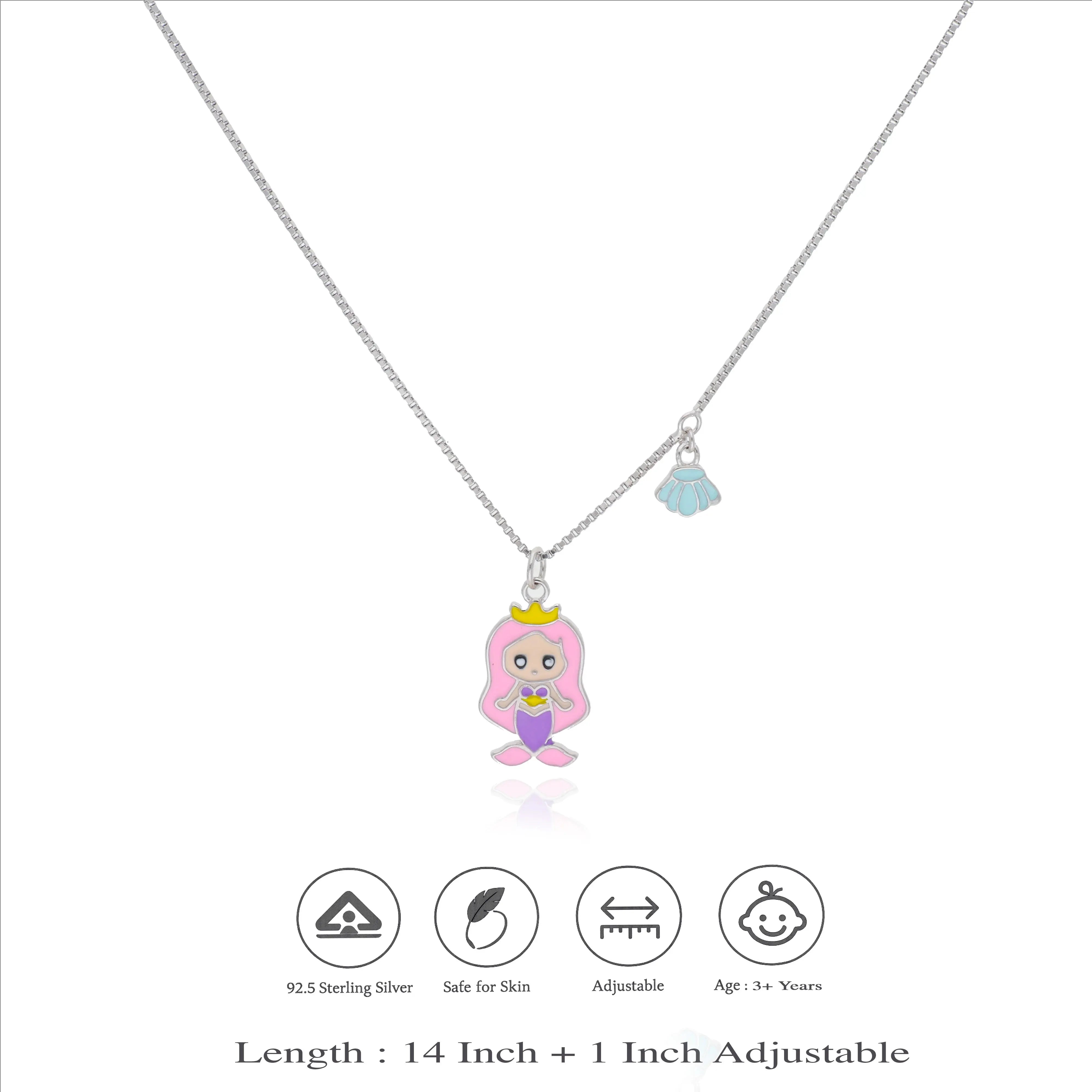 925 Sterling Silver Mermaid Princess Baby Pendant