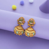 Lakshmi Elephant Temple Jhumka Gold Polish 925 Silver Traditional Women Earring