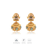 Lakshmi Elephant Temple Jhumka Gold Polish 925 Silver Traditional Women Earring