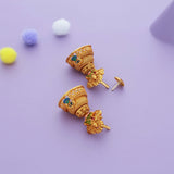 Lakshmi Temple Jhumka Gold Polish 925 Silver Traditional Women Earring