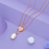 Layered Heart with Pearl Charm Silver Necklace | 925 Hallmark | Valentine’s Day Gift for Her