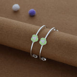 Leaflet Rose Silver Kid Bangles (0-6 Yrs) | 925 Hallmark | Adjustable  | Lightweight