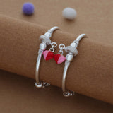 Little Heart 925 Silver Kid Bangles For Daily Use (0-1 Yrs)