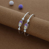 Pastel Pop Silver Kid Bangles (0-5 Yrs) | 925 Hallmark | Adjustable | Lightweight