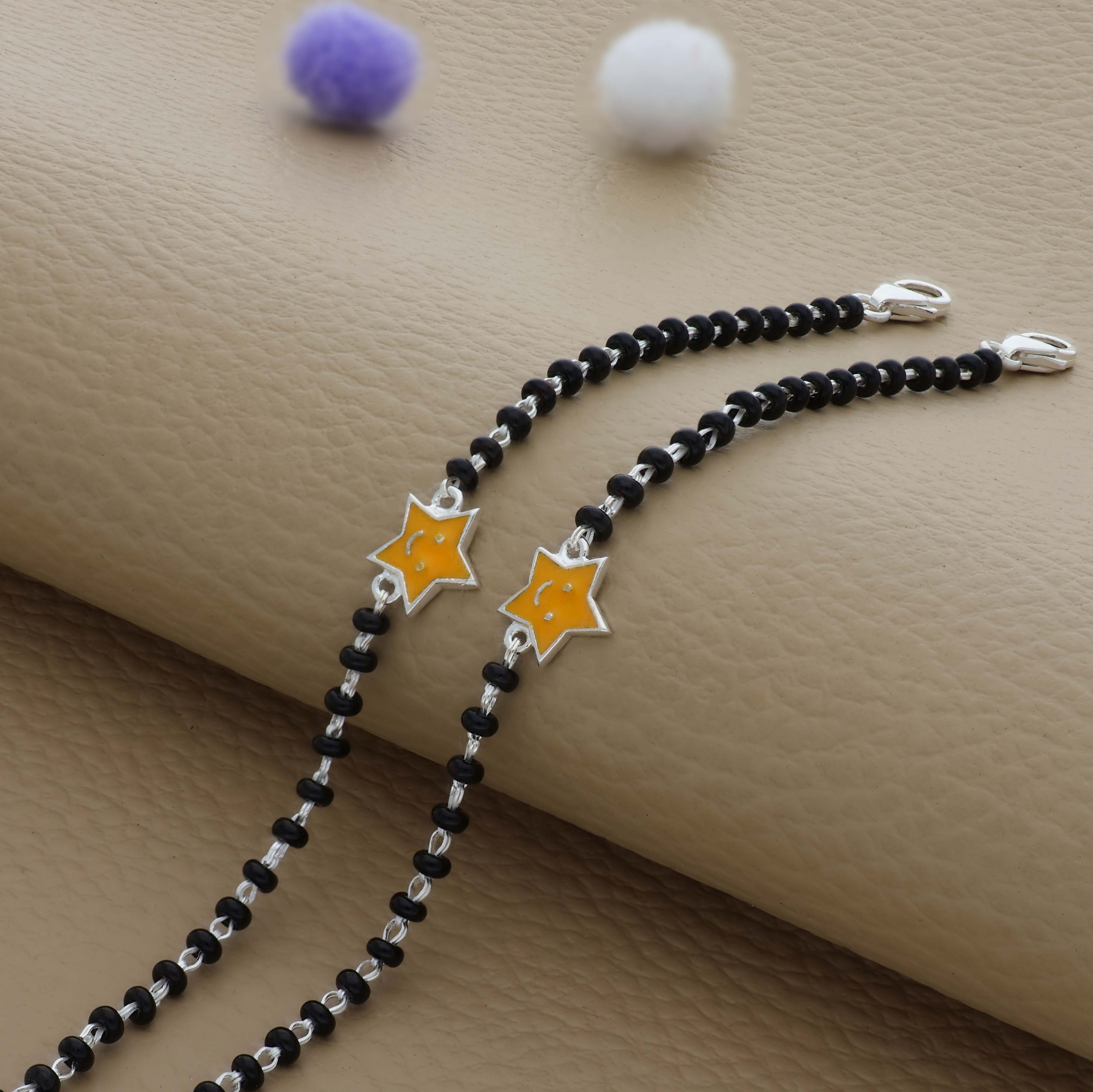 Little Yellow Star Charm 925 Silver Nazariya Bracelet| Adjustable| Everyday Wear| 6Months - 2Yrs