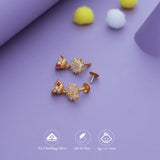 Lotus Shine Floral 925 Gold Polish Silver Kid Drop Earring(6+ Yrs)
