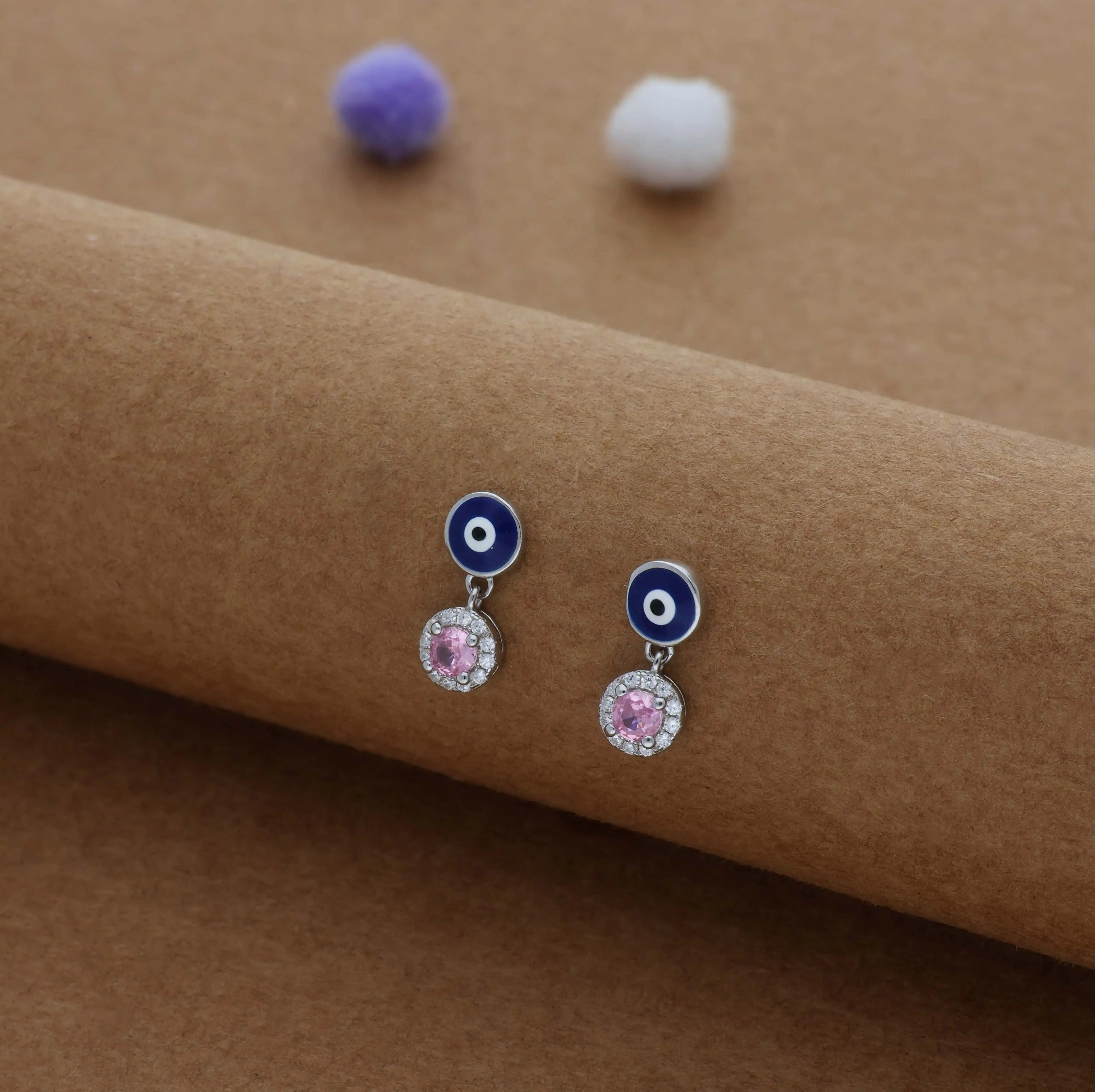 Lucky Eye Pink Women Silver Drops | 925 Hallmark | Occasional / Festive Wear