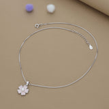 Pink Jasmine Flower Silver Kids Pendant (3+ Years) | 925 Hallmark | Perfect Gift for Kids