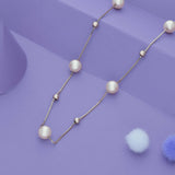 Moonbeam Pearl Silver Neckchain | 925 Hallmark | Water Pearl | Minimalist Daily Wear