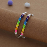 Multi Colour Bead 925 Silver Kid Bangles for Daily Use (0-1 Yrs)