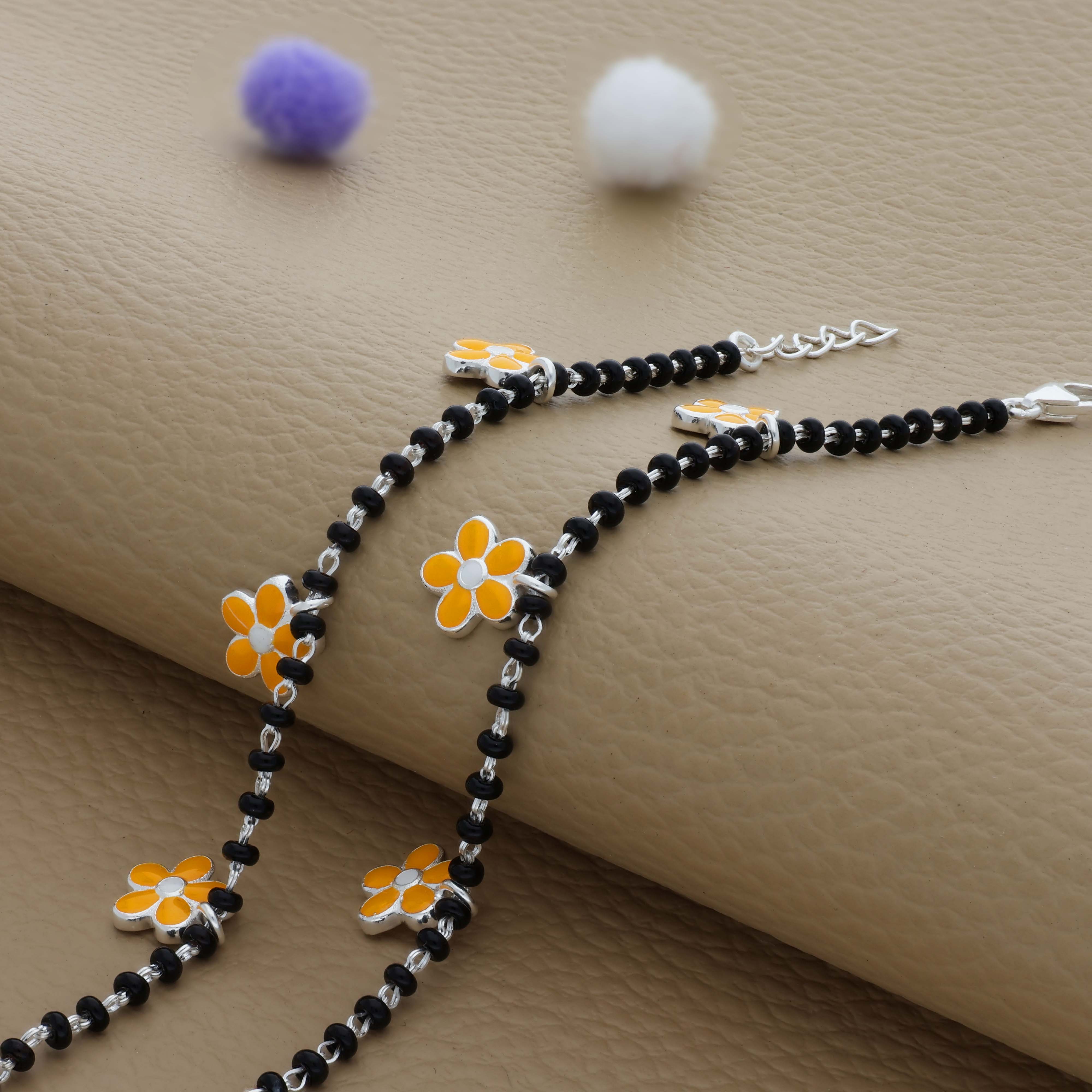 Mini Hanging Flower 925 Silver Nazariya Bracelet| Adjustable| Everyday Wear| 6Months - 2Yrs