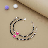 Pink Starry Bloom 925 Silver Nazariya Bracelet| Adjustable| Everyday Wear| 6Months - 2Yrs