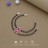 Pink Starry Bloom 925 Silver Nazariya Bracelet| Adjustable| Everyday Wear| 6Months - 2Yrs