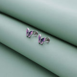 Pink Butterfly 925 Silver Stud Earring
