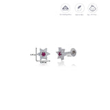 Pink Crystal Flower 925 Silver Stud Earring